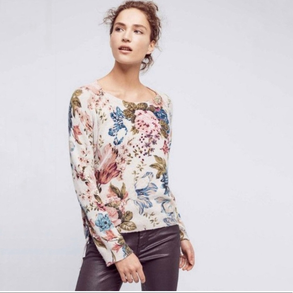 Anthropologie floral sweater